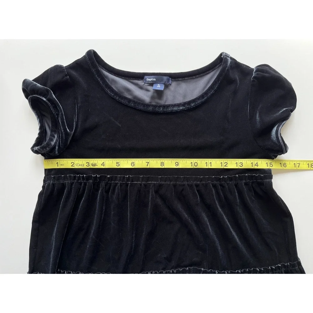 Gap Kids Velvet Tiered Dress Girls XL 12 Black